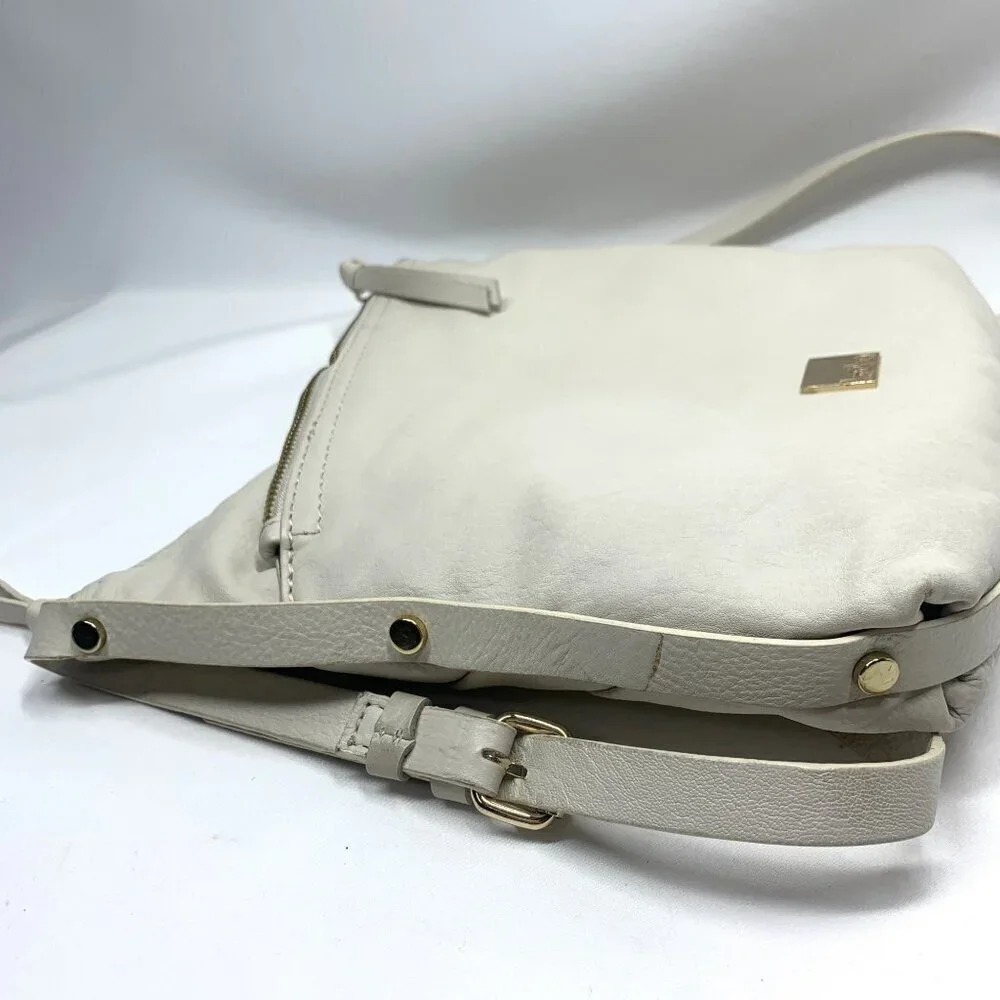 Kooba Stratford White Leather Hobo Triple Compartment Crossbody Bag 9"x9.5" - Picture 12 of 12